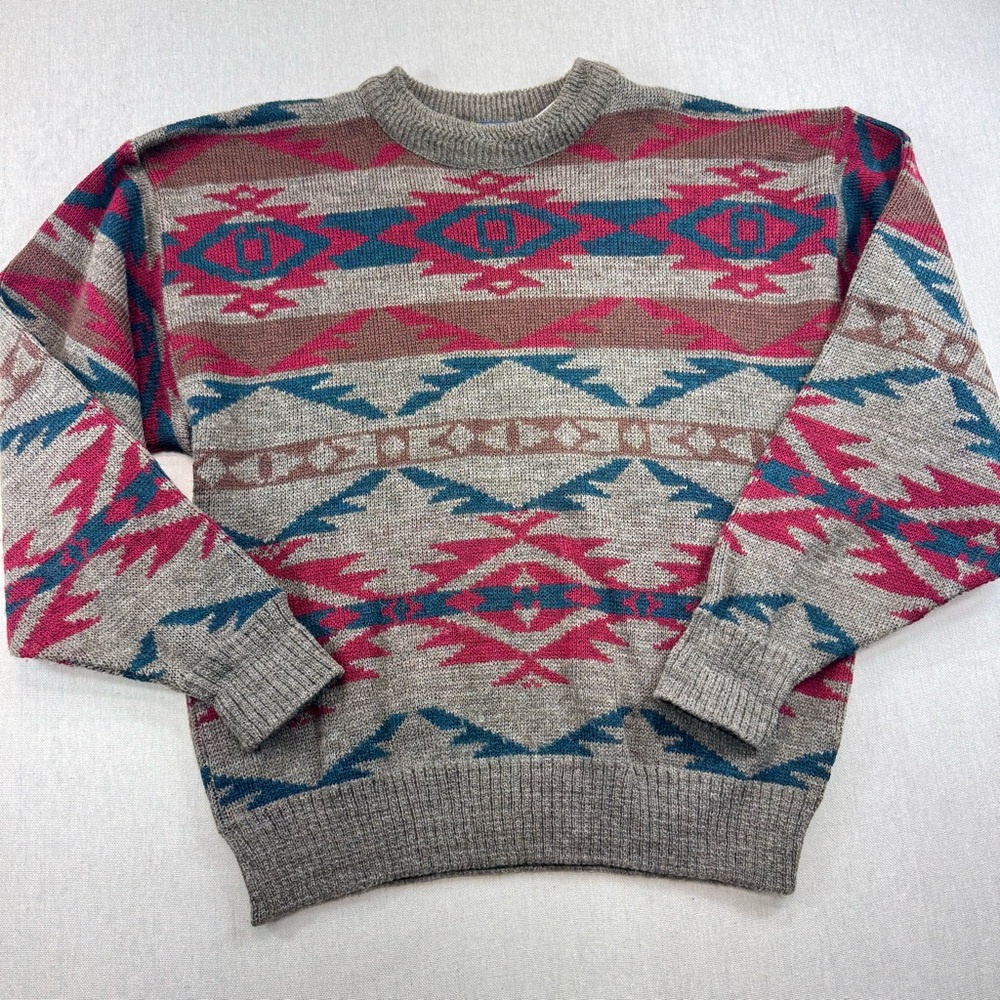 Knights Bridge Men’s M Southwestern Aztec Wool Blend Knit Sweater Made England